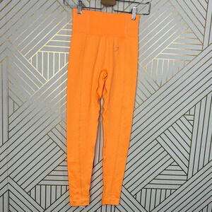 Gymshark Seamless Ribbed‎ Side Leggings Neon Orange Size Small